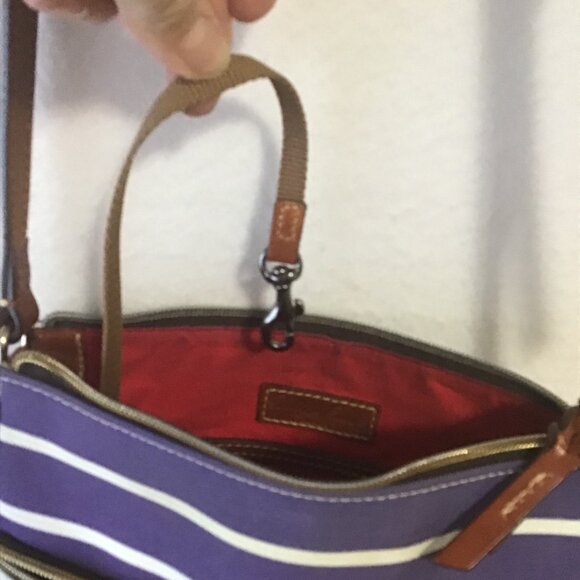 Dooney & Bourke Blue and White Striped Nylon Crossbody Bag - Picture 11 of 13